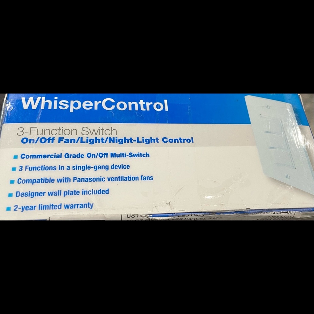 Panasonic Whispercontrol 3-Function Switch On/Off Fan/Light/Night-Light Control